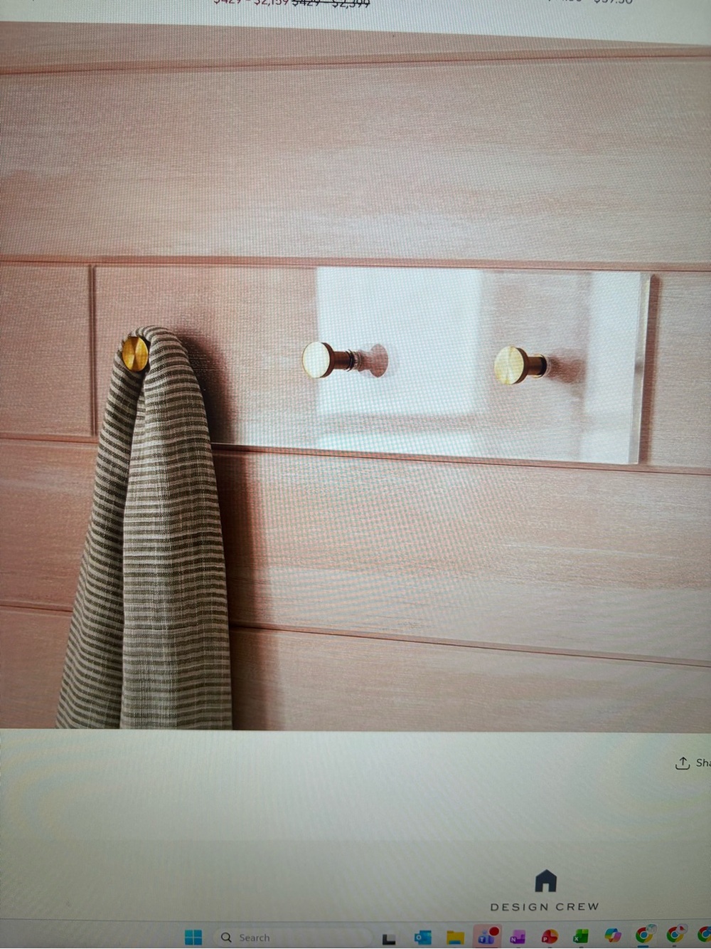 Pottery Barn Acrylic Wall Hook Panel with Gold Hooks
